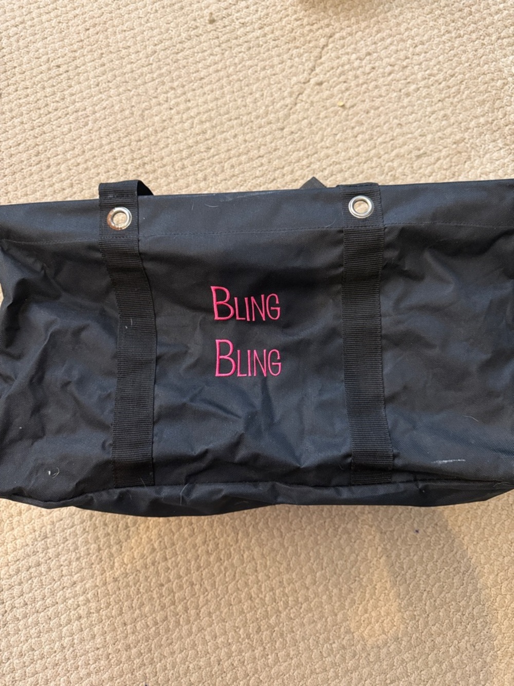 Black thirty-one Tote Bag with Pink "Bling Bling" Embroidery